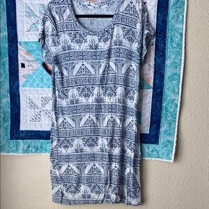 Blue and White Patterned Dress